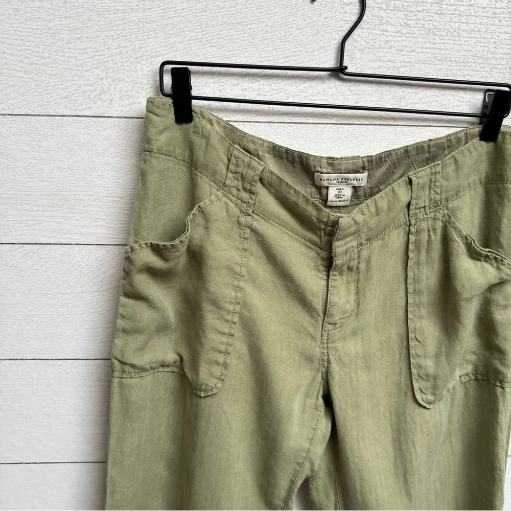 Banana Republic | Olive Green Wide Leg Linen Pants | Size 10